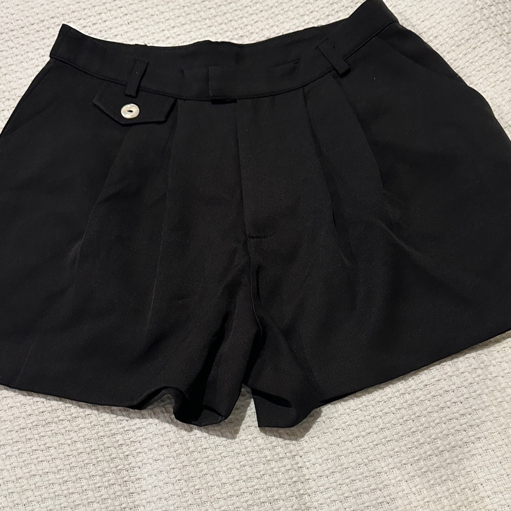 Pink Lily High Waist Black Pleated Shorts